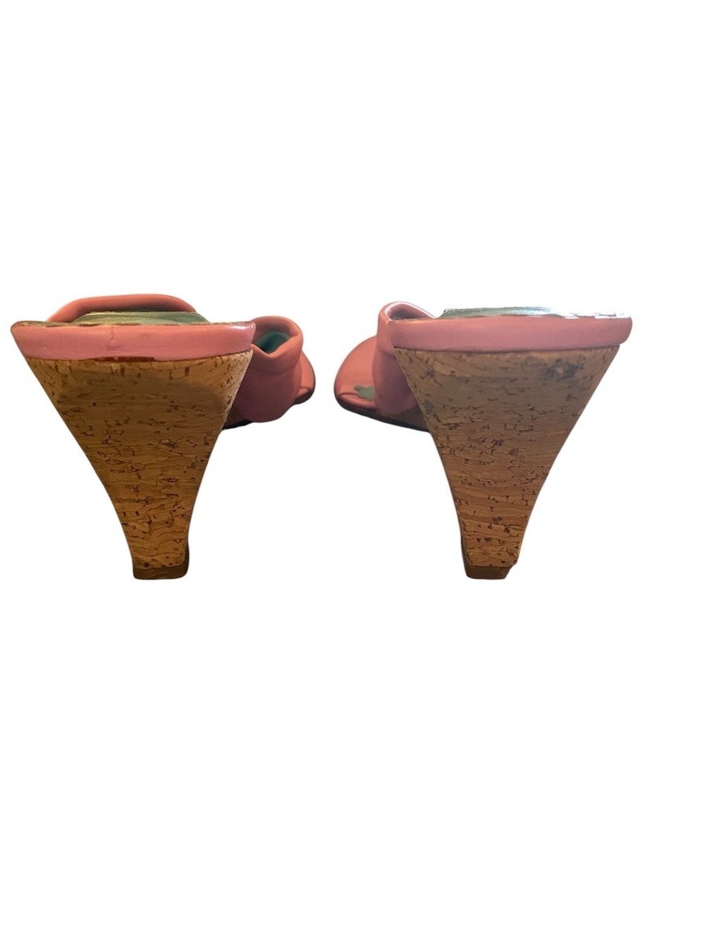 Lily Pulitzer Pink leather cork wedge Bow Tie Thongs Resortwear Coastal sandals - Picture 7 of 9